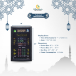 digital salah time board for musalla, compact masjid led clock, islamic prayer time display board