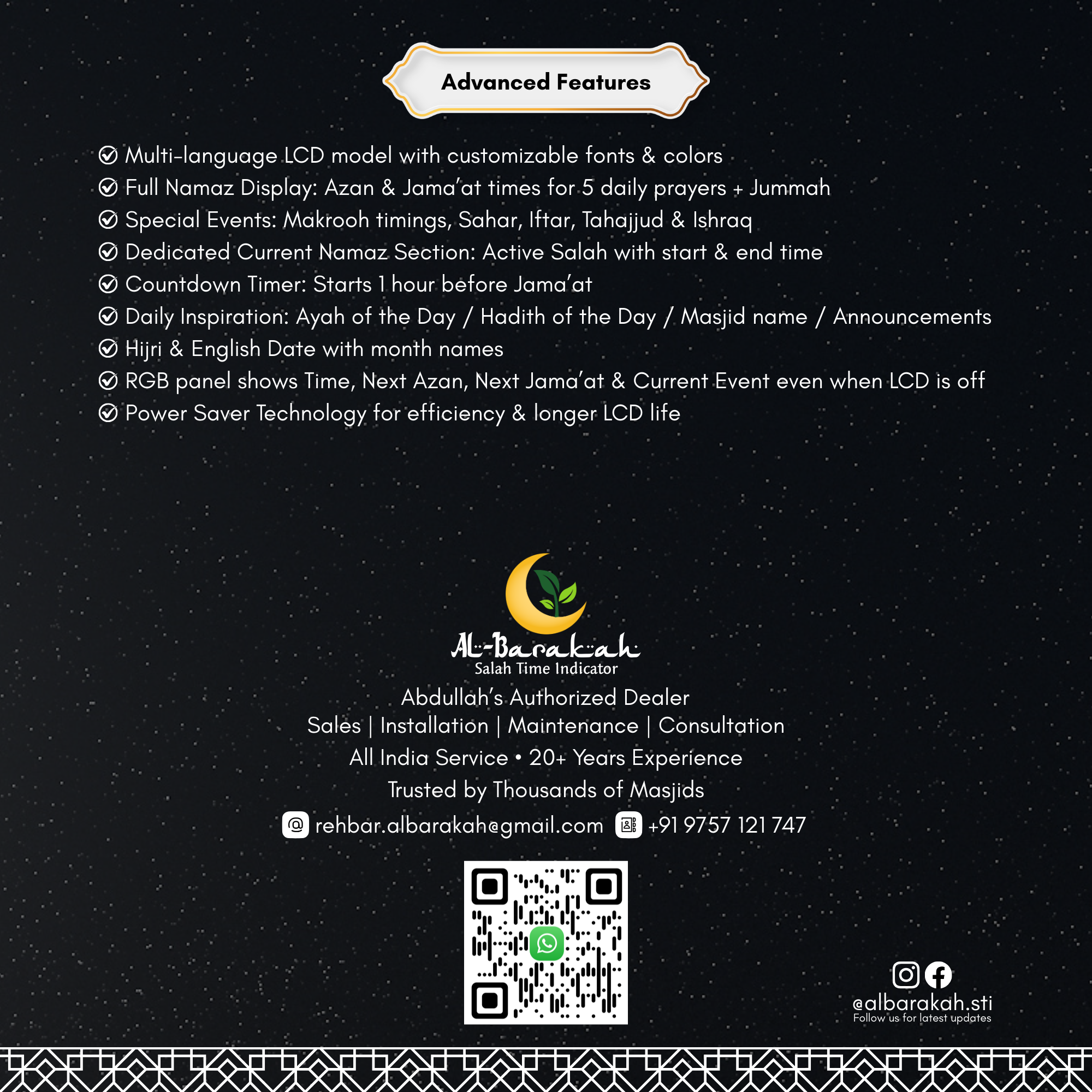 lcd salah time display, azan display for masjid, namaz timing display,