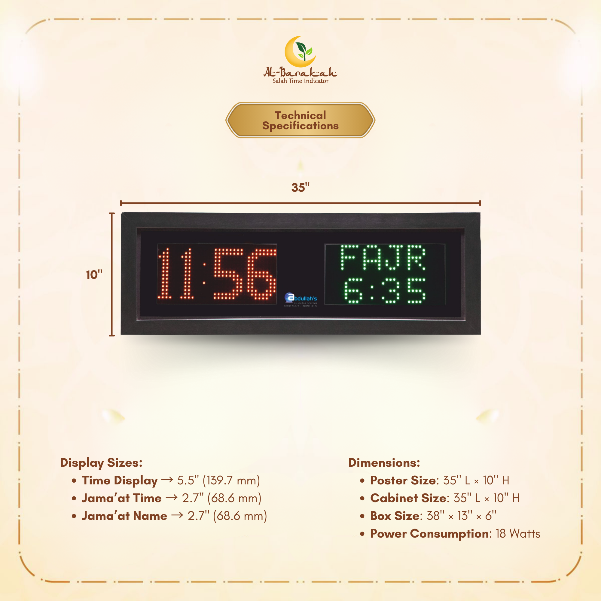 masjid timing extension display, prayer time slave clock, madrassa slave display unit