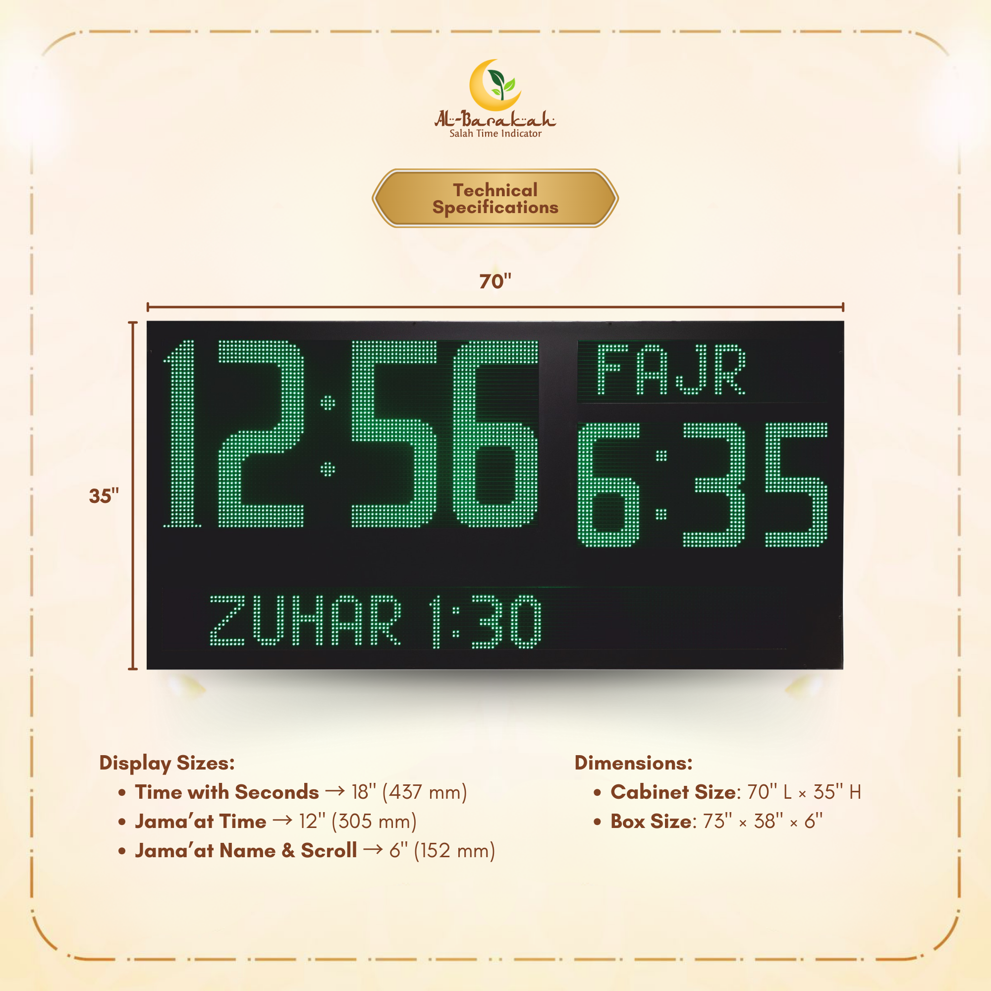 outdoor masjid digital clock, outdoor slave display unit, large outdoor salah display