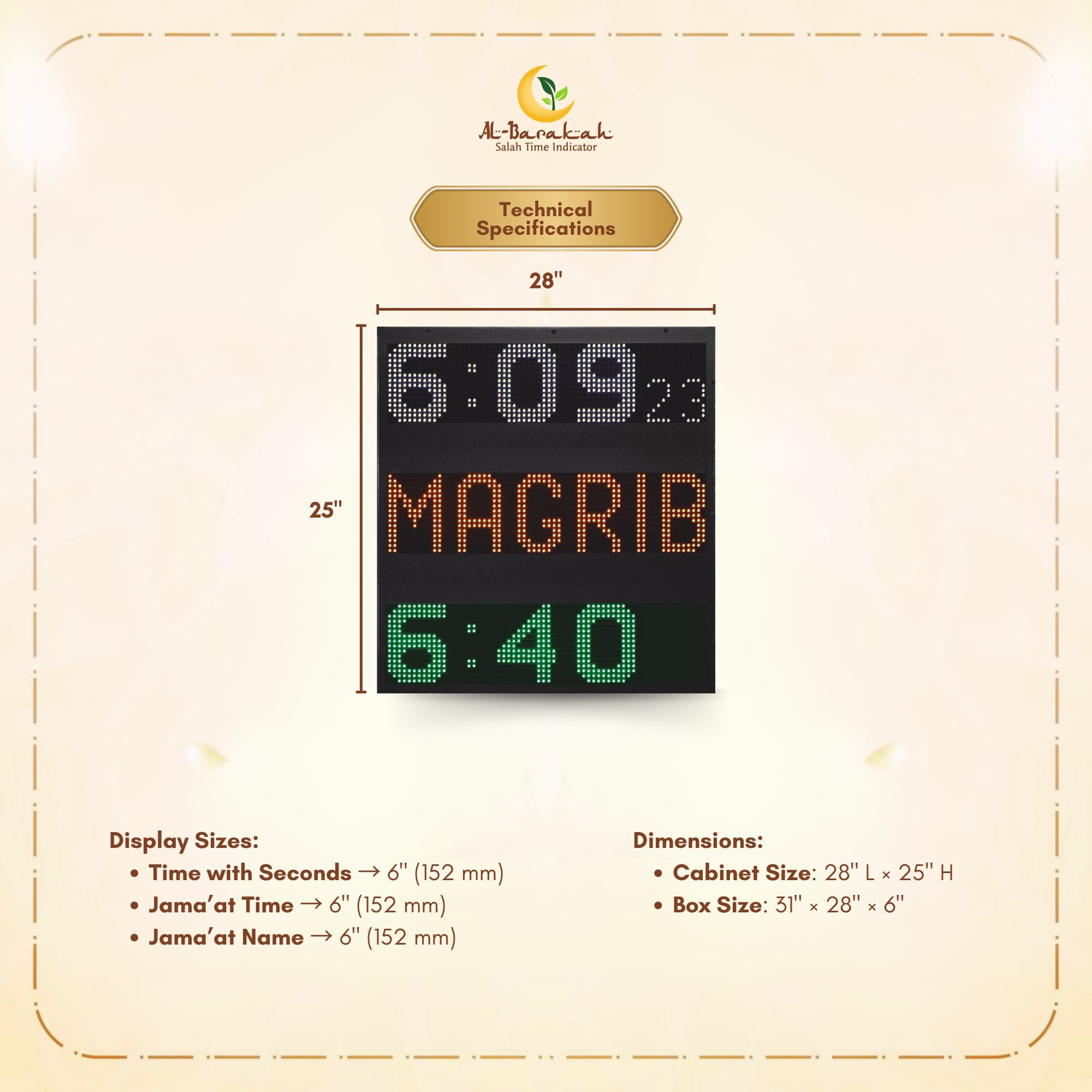 outdoor prayer time display, masjid outdoor digital clock, slave display for mosq