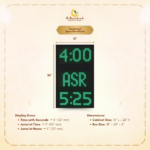 masjid outdoor clock, vertical prayer time display, mosque slave clock outdoor,