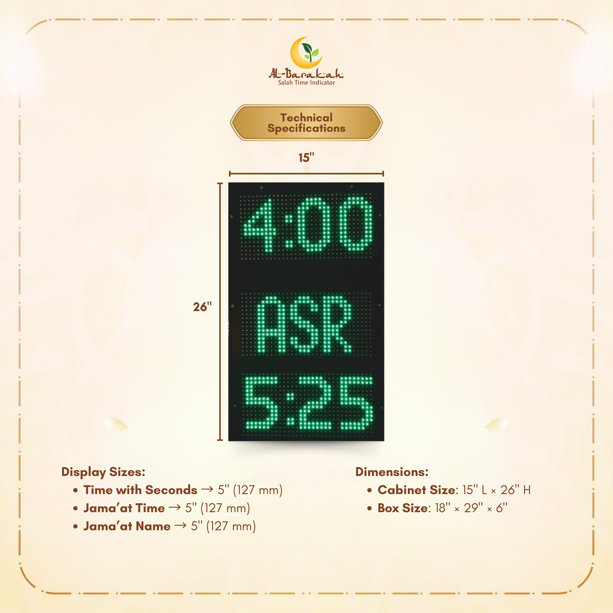 masjid outdoor clock, vertical prayer time display, mosque slave clock outdoor,