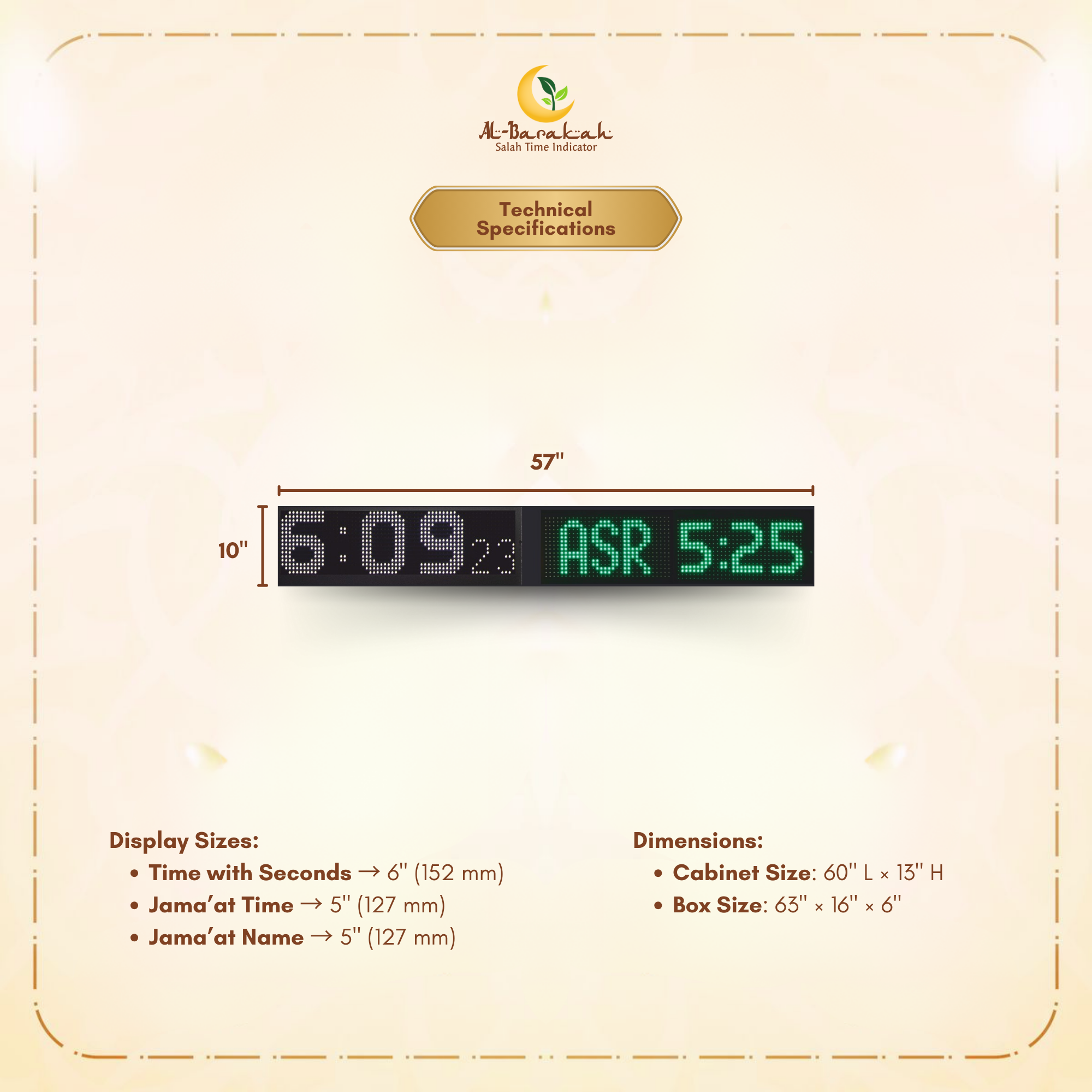 masjid outdoor digital clock, prayer time outdoor display, mosque slave clock horizontal,